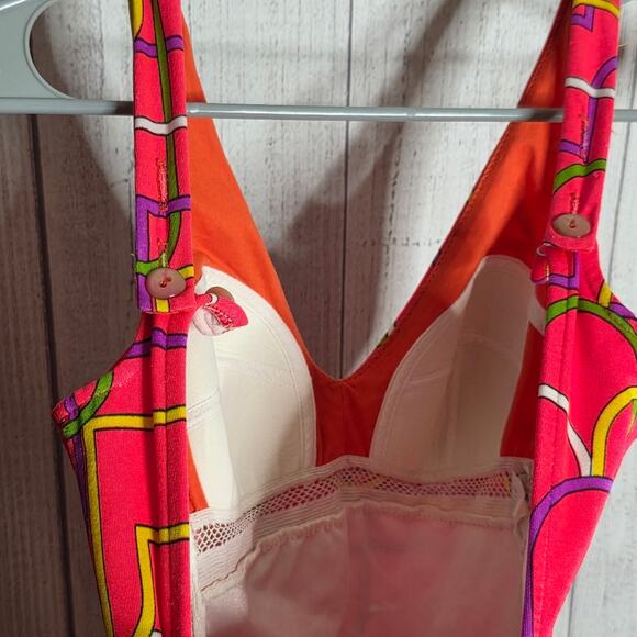 VTG 60s 70s Par➡️Form Originals Groovy Neon Geometric One Piece Swimsuit - Picture 6 of 9